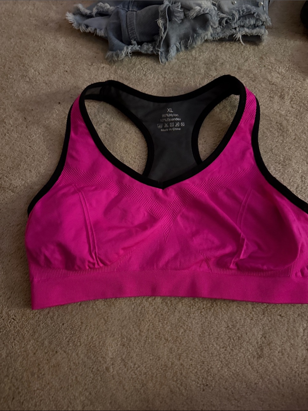 Seamless Racerback Sports Bra - Hot Pink (XL)